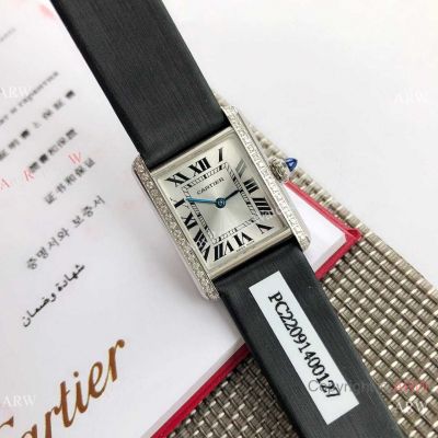 Luxury Cartier Tank Must 29.5 Silver Dial watch Diamond-set